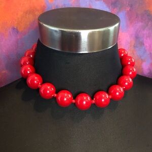 Vintage Cherry Red Early Plastic Beaded Choker
